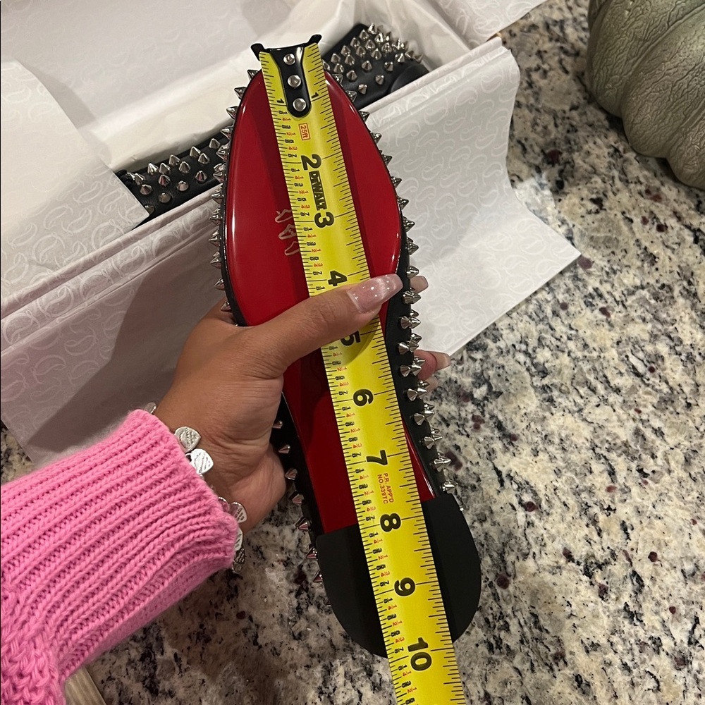 NEW Christian Louboutin Sweetie Jane Spikes Black Studded Flats Size 37 - Picture 13 of 13